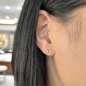 SAKS FIFTH AVENUE Kate solid 14K White Gold & 0.06 TCW Diamond Star Earrings